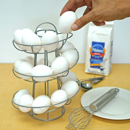 Alivier Canasta de huevos Soporte de almacenamiento de huevos en espiral Soporte Estante dispensador de huevos con agarraderas de agarre 12-18 huevos 
