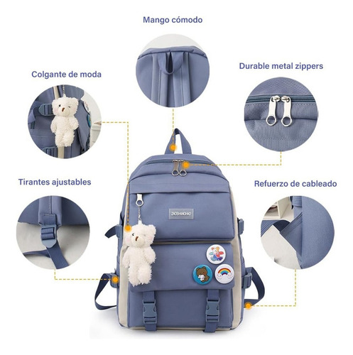 Set De 4 Mochilas Bolsas Escolares Estudiante Lapicera Moda