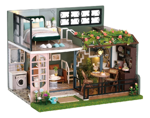 Kit De Casa De Bricolaje En Miniatura Para Casa De Muñecas H