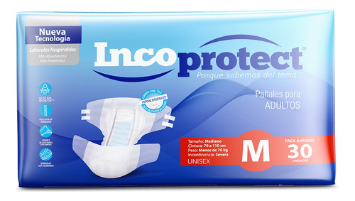 Incoprotect Pañal Para Adulto Calidad Premium M X 30 Unid