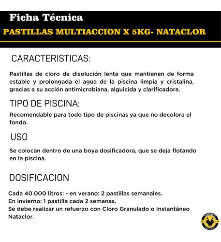 Imagen 3 de 9 de Cloro Triple Accion X 5 Kilos Pastillas De 200gr Nataclor