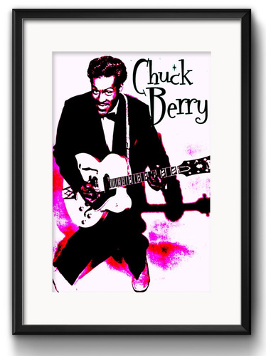 Quadro Chuck Berry Rock 50 Retro Guitarra Decoracao Paspatur