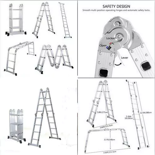 Escalera extensible de aluminio para andamios multiuso, plataforma  extensible de aluminio resistente, plataforma extensible multiuso, 330  libras