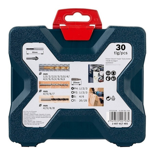 Imagen 3 de 7 de Juego Set Mechas Y Puntas Bosch X Line 30 Piezas Estuche