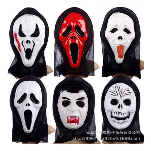 Máscara De Grito De Esqueleto De Terror De Halloween 6pcs