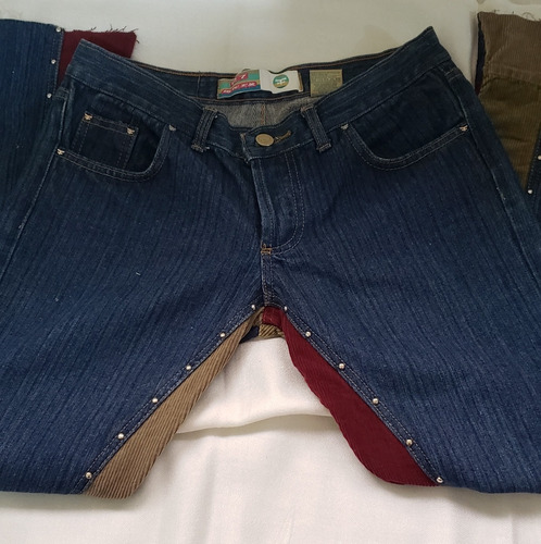 Vintage Pantalón Blue Jeans Con Tela De Pana Y Detalles