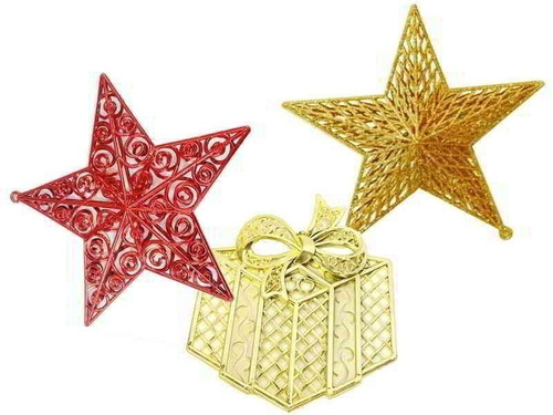 Estrella / Regalo Metalizado De 25cm Navideñas