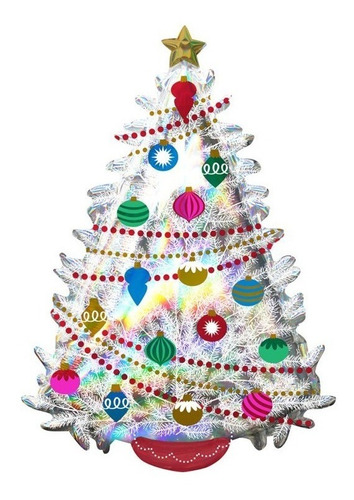 Globo Arbol Pino Holografico Met Jumbo Fiesta Navidad Posada