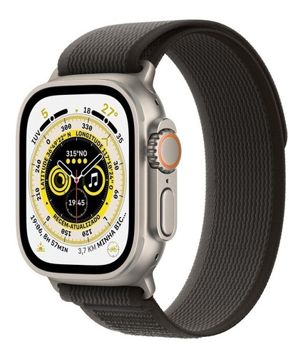 Apple Watch Ultra GPS + Cellular - Caixa de titânio 49 mm - Pulseira Loop Trail preta/cinza - M/G
