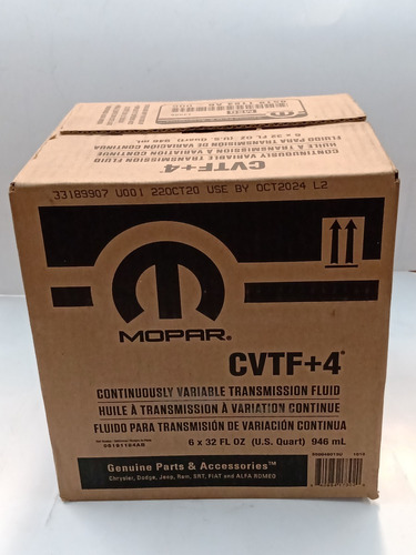 6 Pz. Aceite Transm Variable Cvtf+4  Mopar 946 Ml  5191184ab