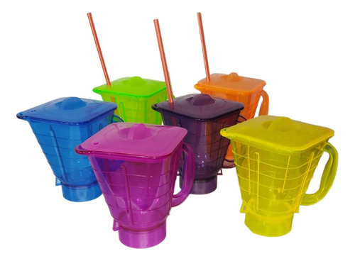 6 Mini Vasos Licuachela Baby, Colores Neón Para Bebida Fría.