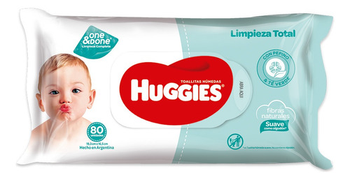 Toallitas húmedas Huggies One & Done Limpieza Total 80 u