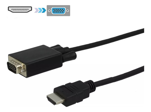 Cable Vga A Hdmi 1.80 Metros Blindado Buena Calidad