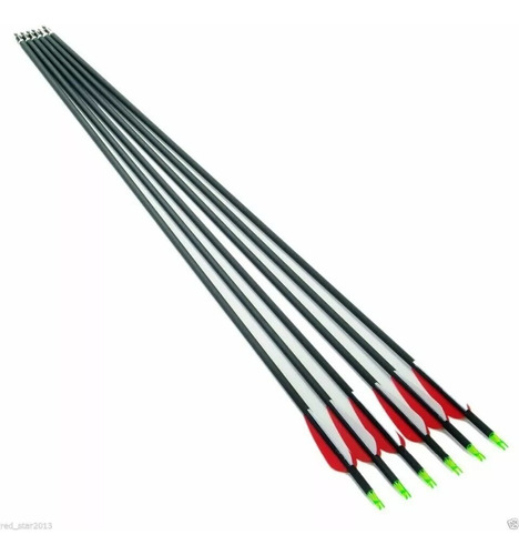 12 Flechas De Fibra De Carbono Para Arco Caza 30¨´  7.8mm