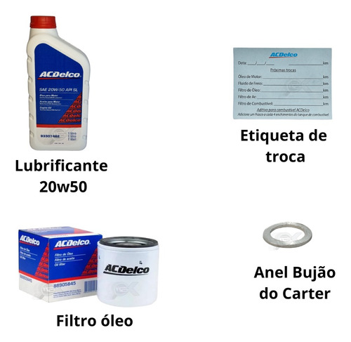 Kit Revisão Oleo 20w50 + Filtros Celta Todos Prisma G1 06a12