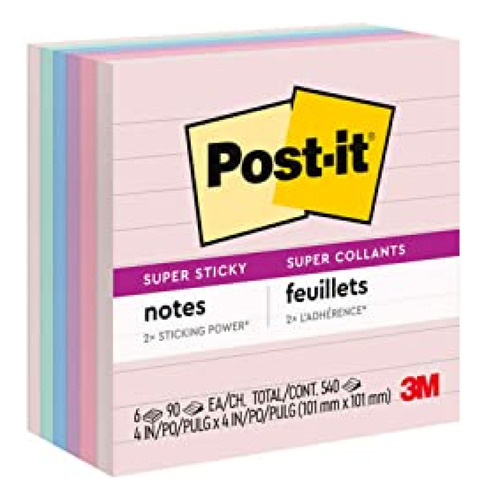 Notas Adhesivas  Notas Recicladas Post-it Super Sticky, 4 X