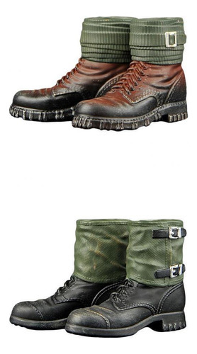 2 Pares De Botas Con Cordones De Soldado Alemán A Escala 1:6