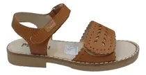 Comprar Sandalia Marcel Cuero Blanca Brillo Dorado Beige Velcro Goma