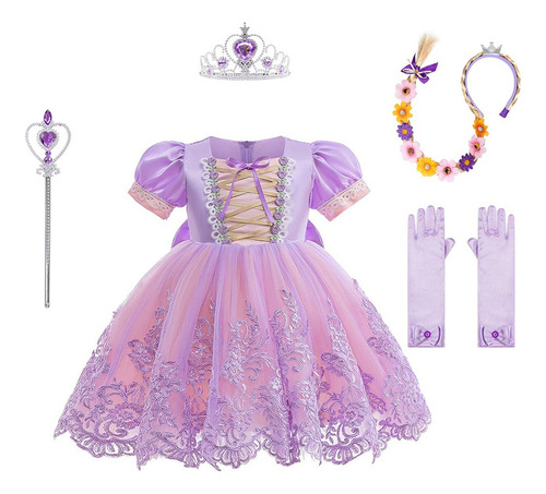 Vestido Niña Vestido Rapunzel Sofia Princess Vestido