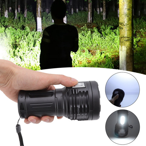 Potente Linterna Led De Antorcha Multifuncional Negra Portát