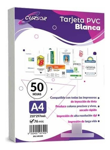 Pack 50 Láminas Para Tarjeta Credencial Pvc Blanca A4 Inkjet