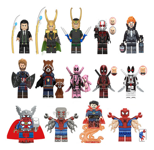 Bloques Para Armar Marvel Deadpool Wolverine Spiderman Loki