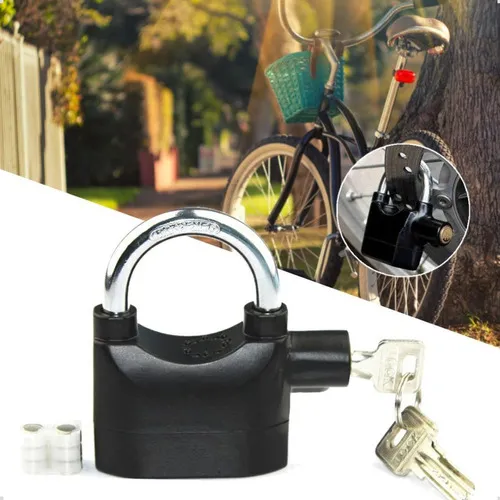 Cadeado Grande Com Alarme Sonoro Anti- Furto A Prova De Água Cor Preto