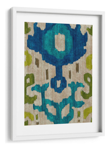 Cuadro Enmarcado Blanco Con Marialuisa Teal Ikat I 60x80