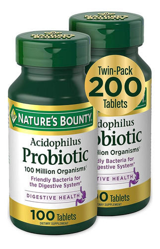 Natures Bounty | Acidophilus Probiotic I Twin Pack I 200 Cps