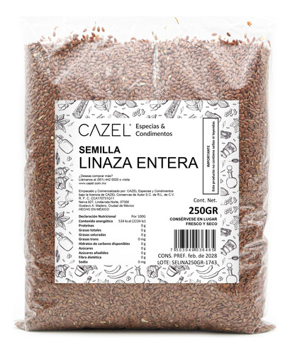 Semilla De Linaza Entera Calidad Premium 250g