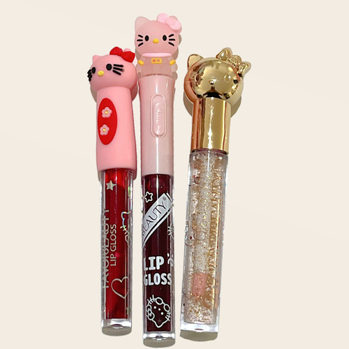 Kit De 7 Gloss Labiales Hello Kitty Favor Beauty Mujer Bella Multicolor Y Transparente
