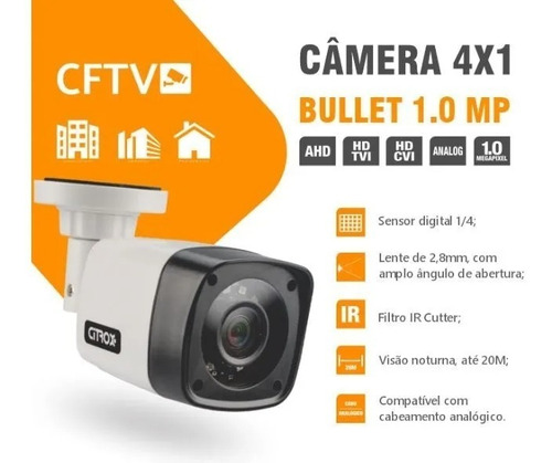 Kit 02 Câmera Hd Infra Bullet Ahd 720p 1mp Lente 2,8mm