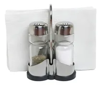 Comprar Set X2 Salero Y Pimentero C\u002Fservilletero Vidrio Crystal Rock Color Transparente