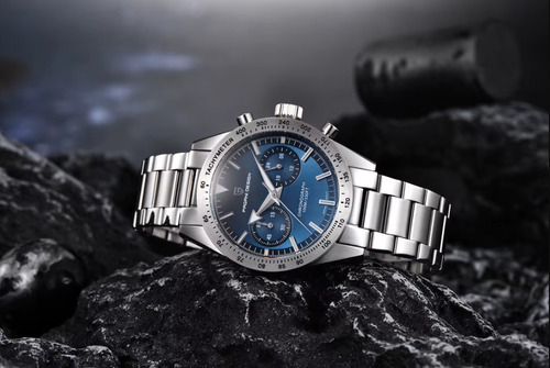 Reloj Hombre Pagani Design Pd-1766 Crono Sumergible Plateado Plateado Azul