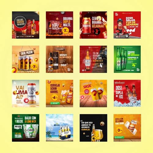 Pack Canva 130 Artes Templates Bebidas Bares Design Editável