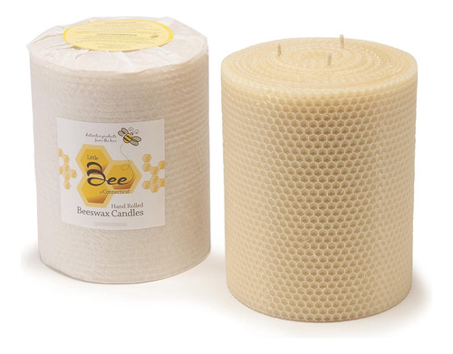 Triple Wick Hand Rolled Beeswax Pillar Candle (6 Inch X 5 In