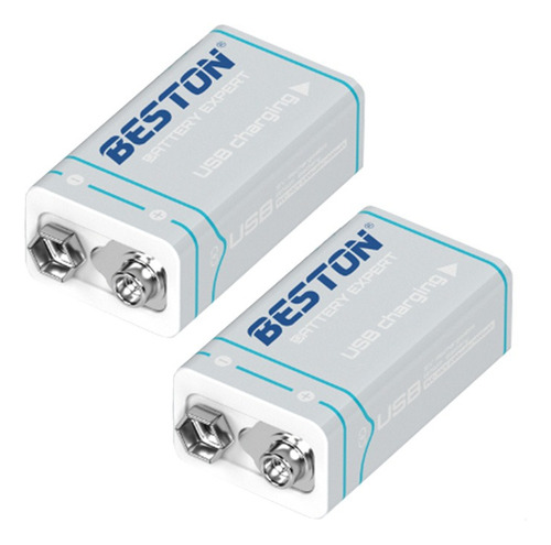 2x Bateria 9 Volt Recargable Beston 1000mah Usb C Pila 9v