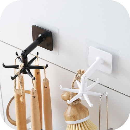 Imagen 8 de 10 de Gancho Plegable Autoadhesivo Rotación 360° Cocina Baño Pared