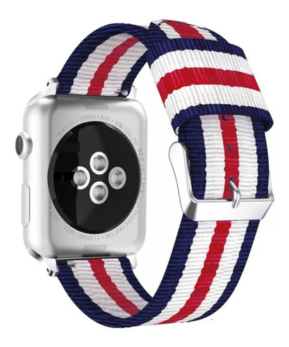 Correa De Nailon, Compatible Con Apple Watch Colores Deporte Color Azul-blanco