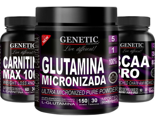 Glutamina + Bcaa 2:1:1+ Carnitina Crecimiento Muscular Magro