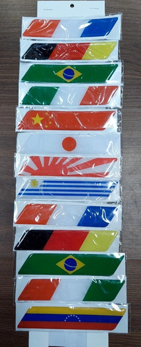 Banderas Para Auto Paises Silicona Adhesivo 12.5 X 2.5