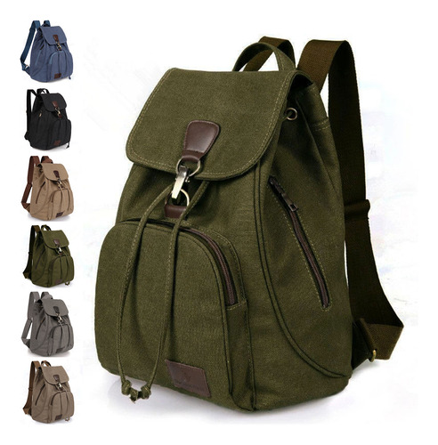 Mochila De Lona Vintage Para Hombres Y Mujeres, Bolso De Hom