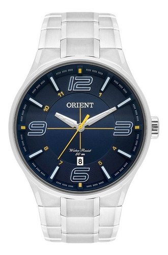 Imagem 1 de 3 de # Relógio Orient Masculino Mbss1307 D2sx Prateado Fundo Azul