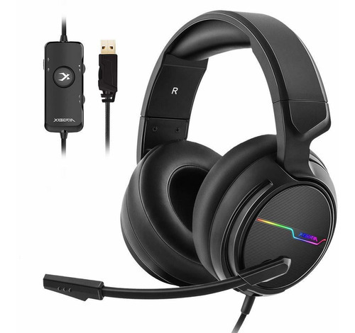 Jeecoo Usb Pro Gaming Headset Para Pc- Auriculares Color Black Color de la luz RGB