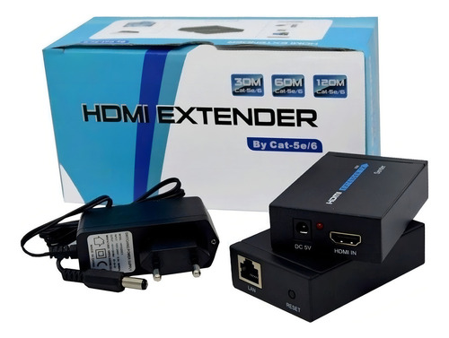 Extensor Hdmi 60m Conversor Via Cabo De Rede Extender Cat5/6