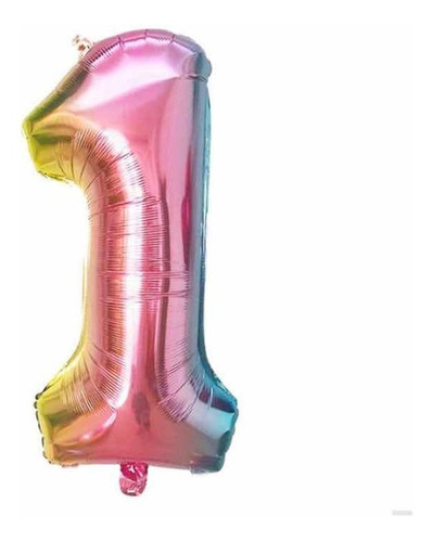  Globos Numeros Metalizados Arco Iris De 45 Cm 