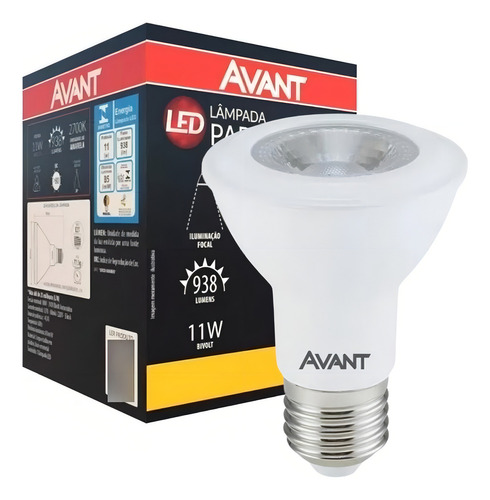 Lámpara LED de 11 W, Par30, E27, 2700 K, 4000 K, 6500 K, Bivolt Avant, color blanco cálido