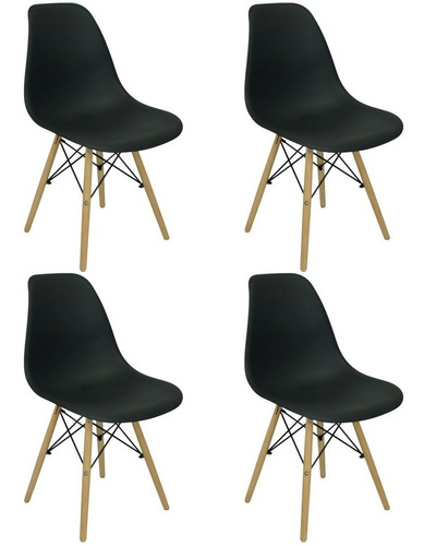 Kit 4 Cadeiras Charles Eames Eiffel Wood Design Varias Cores