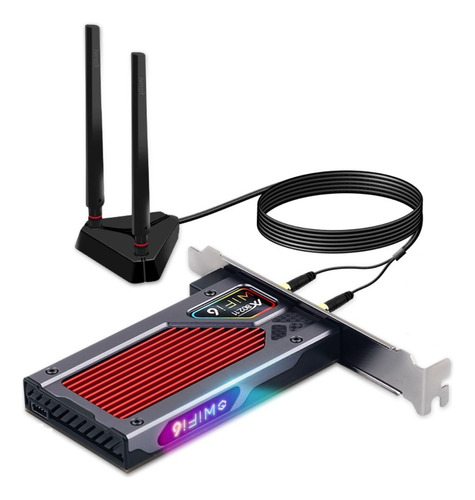 Adaptador Red Wifi 6e Bluetooth Tri Band 2,4/5/6ghz Pcie Rgb