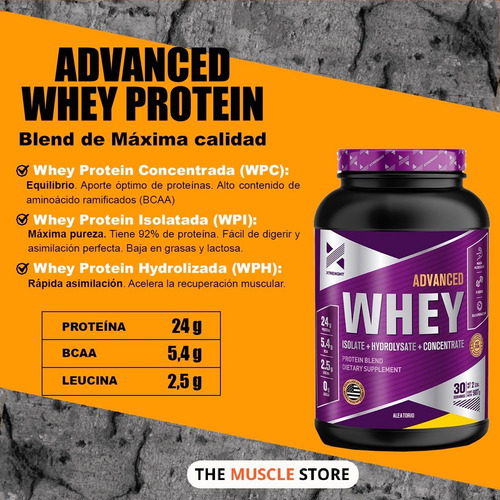 Imagen 2 de 9 de Advanced Whey Protein Xtrenght Suplementos Proteína + Shaker